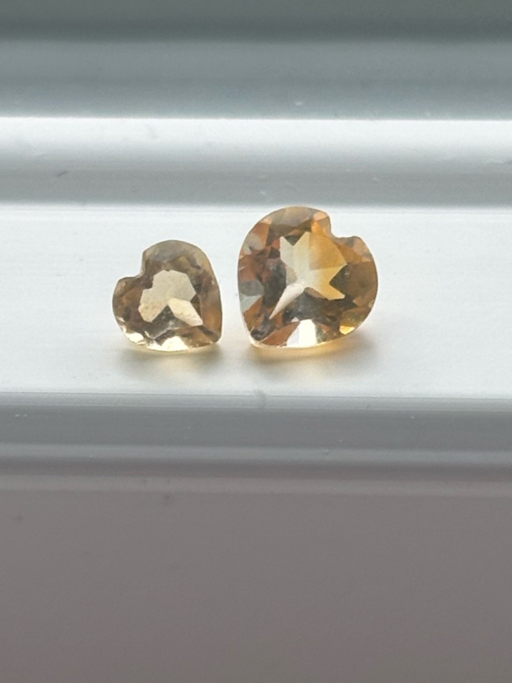 Heart Cut Citrine Gemstones Set – Golden Champagne Quartz Loose Stones Pair